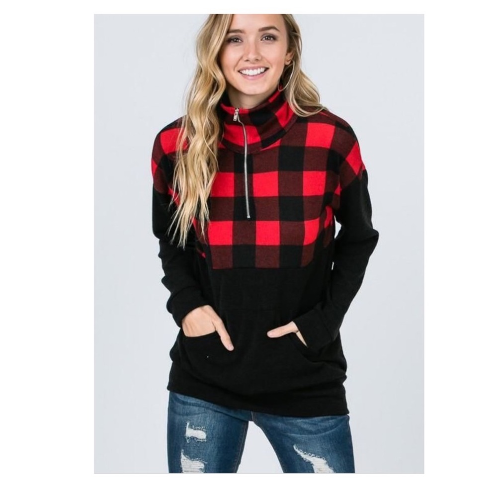 Fun Fall Red And Black Pullover - image 1